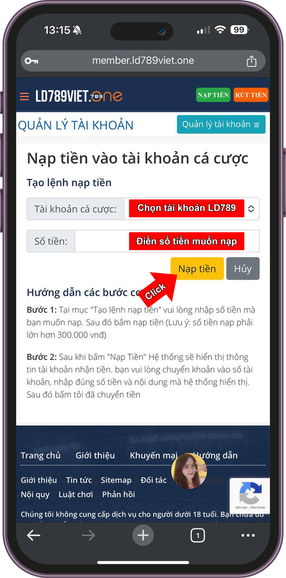 Tạo lệnh nạp tiền LD789