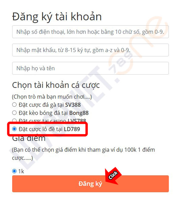 Tạo tài khoản đại lý